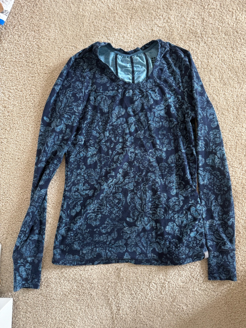 Title Nine Navy Blue Floral Long Sleeve Tee